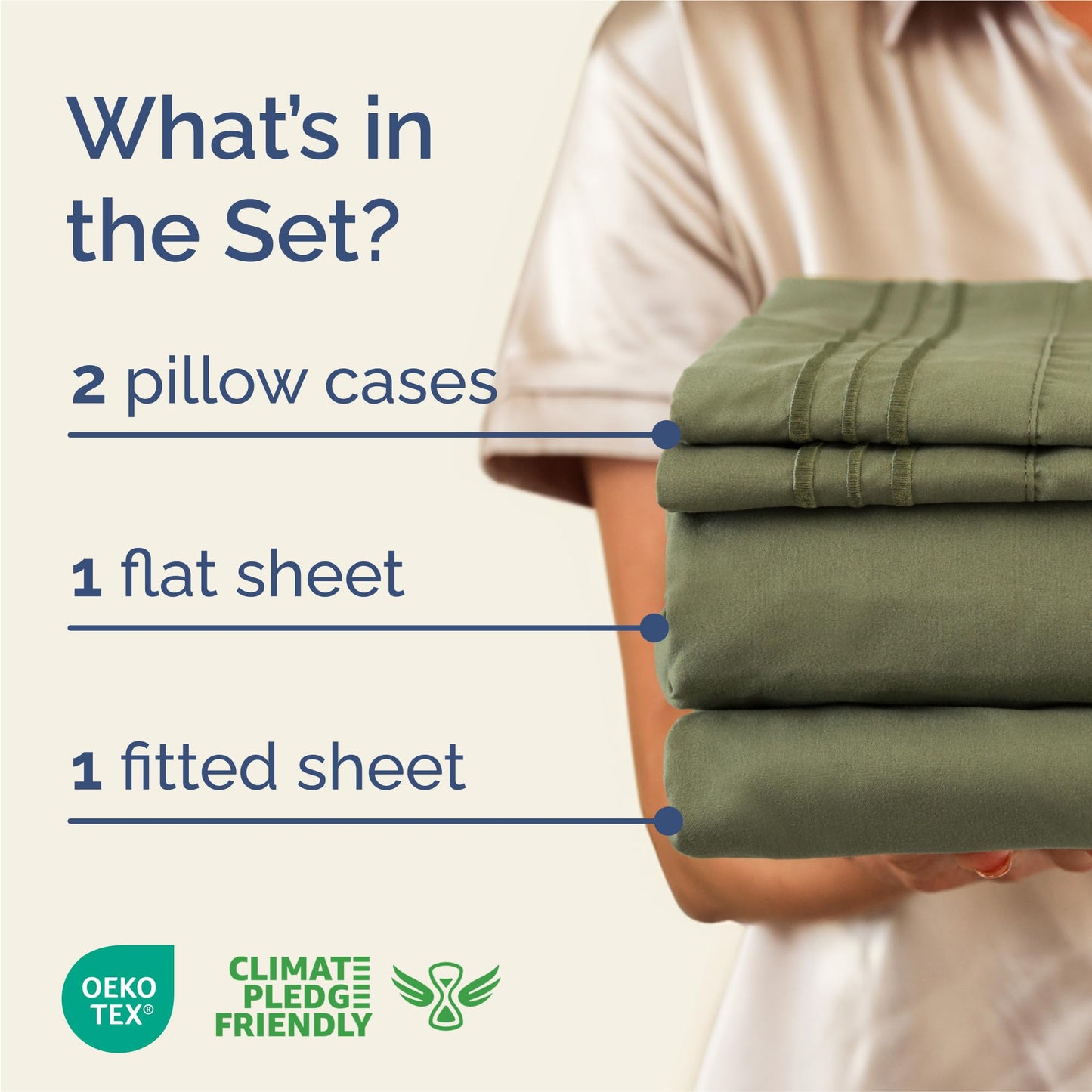 King Size 4 Piece Sheet Set - Comfy Breathable & Cooling Sheets - Hotel Luxury Bed Sheets for Women & Men - Deep Pockets, Easy-Fit, Soft & Wrinkle Free Sheets - Sage Green Oeko-Tex Bed Sheet Set