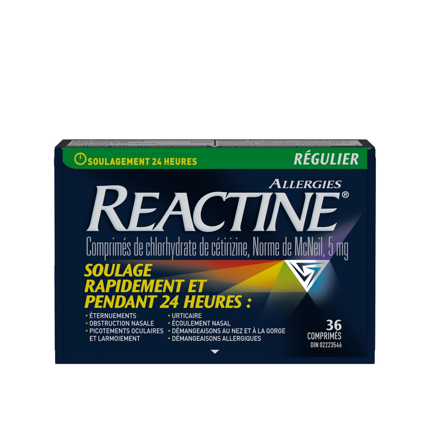 Reactine Regular Strength Antihistamine Tablets - 5mg Cetirizine Hydrochloride - 24 Hour Allergy Relief Medicine - 36 Count MADE IN CANADA
