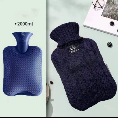 Hot Water Bottle with Soft Cover (2 Liter), Winter Warmer for Hot Compress,Menstrual Cramps,Neck and Shoulder Pain Relief,Hand Feet Warmer (Blue) 🍁 All In One Marketplace Canada