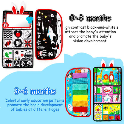 Inbeby Tummy Time Mirror Toy & Play Activity Cinrkle Mat, Black and White High Contrast Baby Newbron Toys 0 3 6 Months Brain Development, Snesory Texture Piano Infant Toys 0 3 6 Months with Squeaker - Available at All In One Marketplace Canada