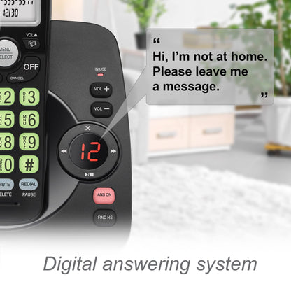 VTech VG104-11 DECT 6.0 Cordless Phone for Home with Answering Machine, Blue-White Backlit Display, Backlit Buttons, Full Duplex Speakerphone, Caller ID/Call Waiting, Reliable 1000 ft Range (Black) 🍁 All In One Marketplace Canada