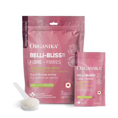 Organika Canadian-Made Belli Bliss Fibre | High Fibre Blend, 4 Diverse Sources of Fibre | Supports Digestive Health, Constipation Relief, Weight Control - Unflavoured, 10 x 14g sachets 🍁 All In One Marketplace Canada