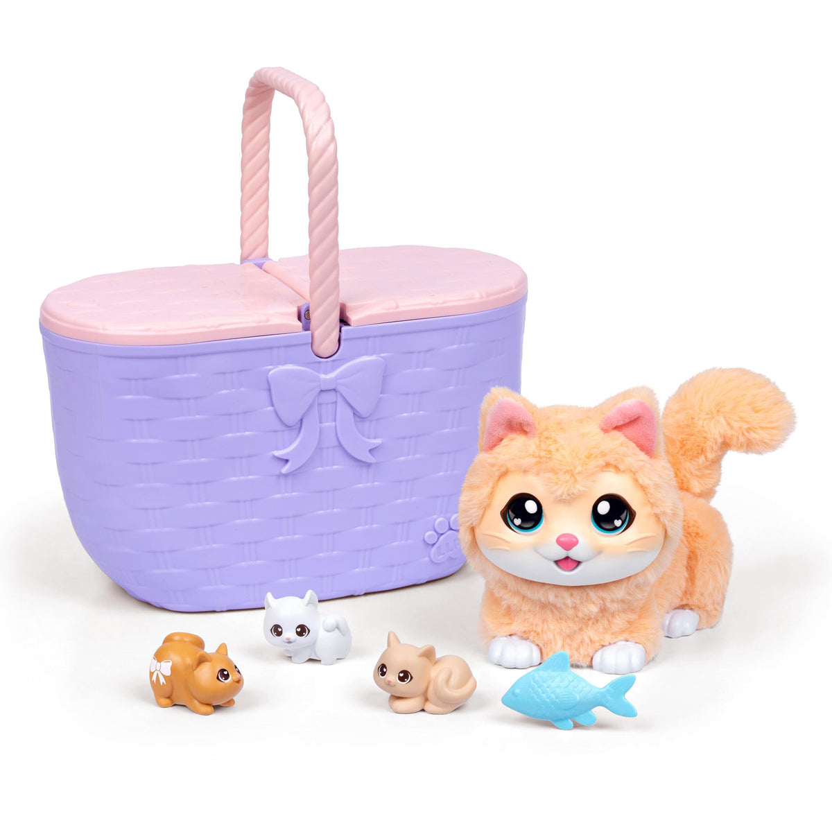 Little Live Pets Mama Surprise Kittens, Interactive Mama with 15+ Sounds & Reactions, Basket 11.4" Tall, Has 3 Surprise Babies, Reacts to Touch, Feeds on Fish, Portable Basket, Gift for Ages 4+