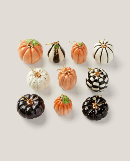 Set de 10 mini décorations à suspendre Lenox Pumpkin en porcelaine pour Halloween