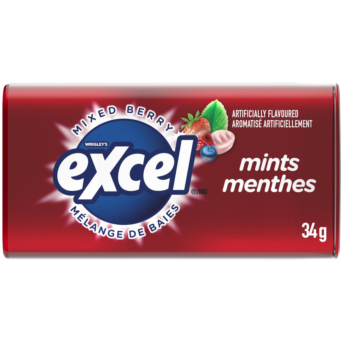 EXCEL, Mixed Berry Flavoured Mints,34g, Tin, 8 Packs