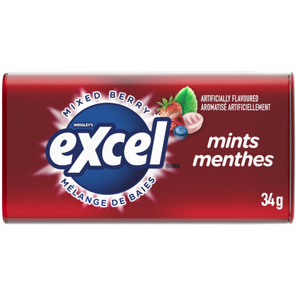 EXCEL, Mixed Berry Flavoured Mints,34g, Tin, 8 Packs