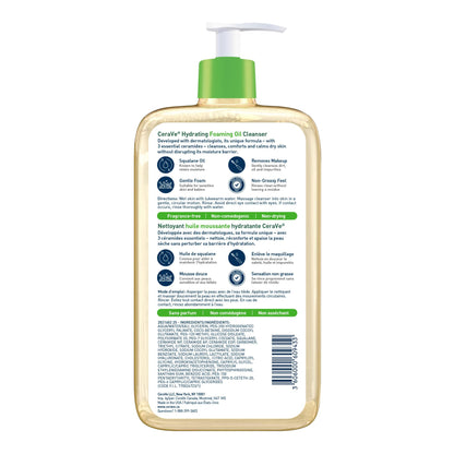CeraVe Oil Cleanser for Face, Hydrating Foaming Face Cleanser with Squalene Oil, Hyaluronic Acid and Ceramides, for Dry to Very Dry Skin, Non-Greasy, Non-Comedogenic, Fragrance-Free, 562 mL - Available at All In One Marketplace Canada