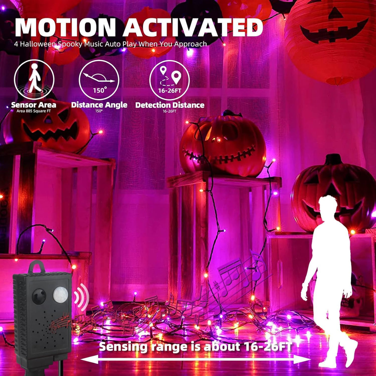 MZD8391 105FT 300LED Halloween Light, Orange Purple Christmas Light & Music 🍁 All In One Marketplace Canada