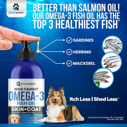 Omega 3 Fish Oil for Dogs – Liquid Fish Oil Supplement – Supports Skin & Coat, Joint Function & Overall Wellness – Easy to Serve – for All Breeds & Ages