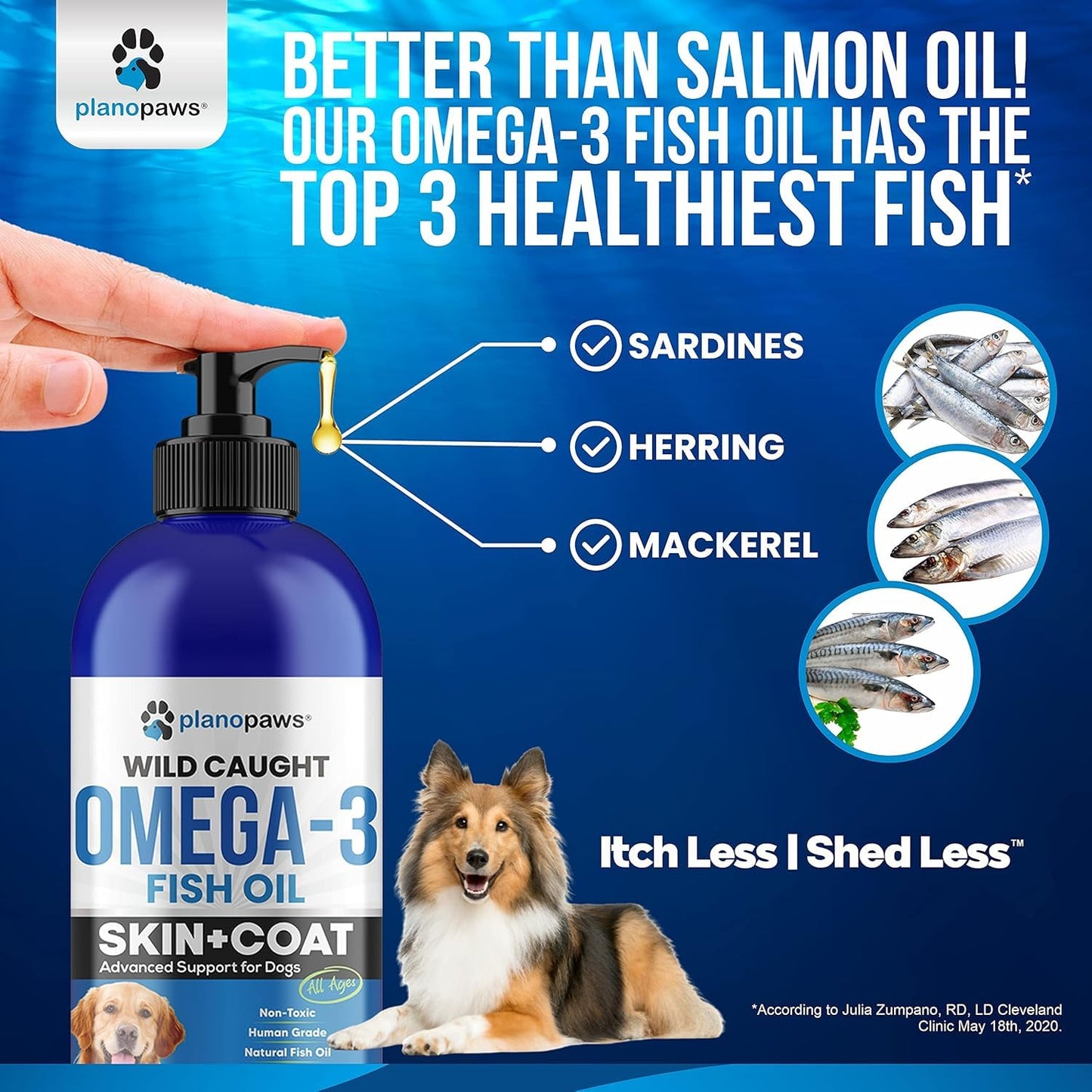 Omega 3 Fish Oil for Dogs – Liquid Dog Fish Oil Supplement – Supports Skin & Coat Health – Joint, Brain & Heart Support – for All Breeds & Ages