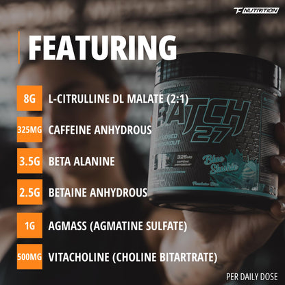Batch 27 Pre Workout Powder - Nitric Oxide Booster & Preworkout for Men and Women w/Citrulline, Beta Alanine, Caffeine for Enhanced Energy, Endurance, & Reduced Fatigue - 40 Servings, Orange Cream