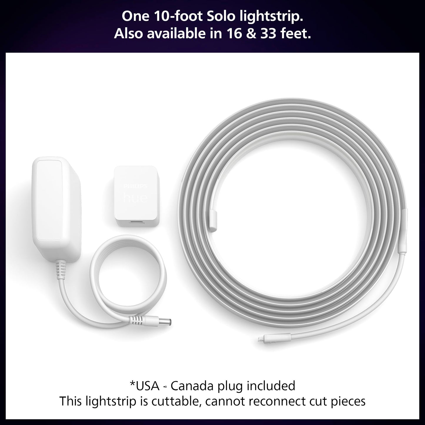 Philips Hue Indoor 3M (10FT) Smart LED Solo lightstrip Base Kit - 1 Pack - Control with Hue App - Works with Alexa, Google Assistant and Apple HomeKit Philips Hue