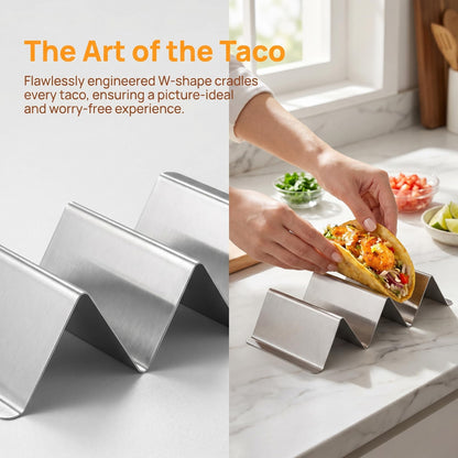 Bekith Stainless Steel Taco Holder Stand 6 Pack, Taco Holder Stand Tray with Handles, Up to 3 Tacos Each Keeping Shells Upright, Stylish Taco Shell Holders, Oven, Grill and Dishwasher Safe - Available at All In One Marketplace Canada