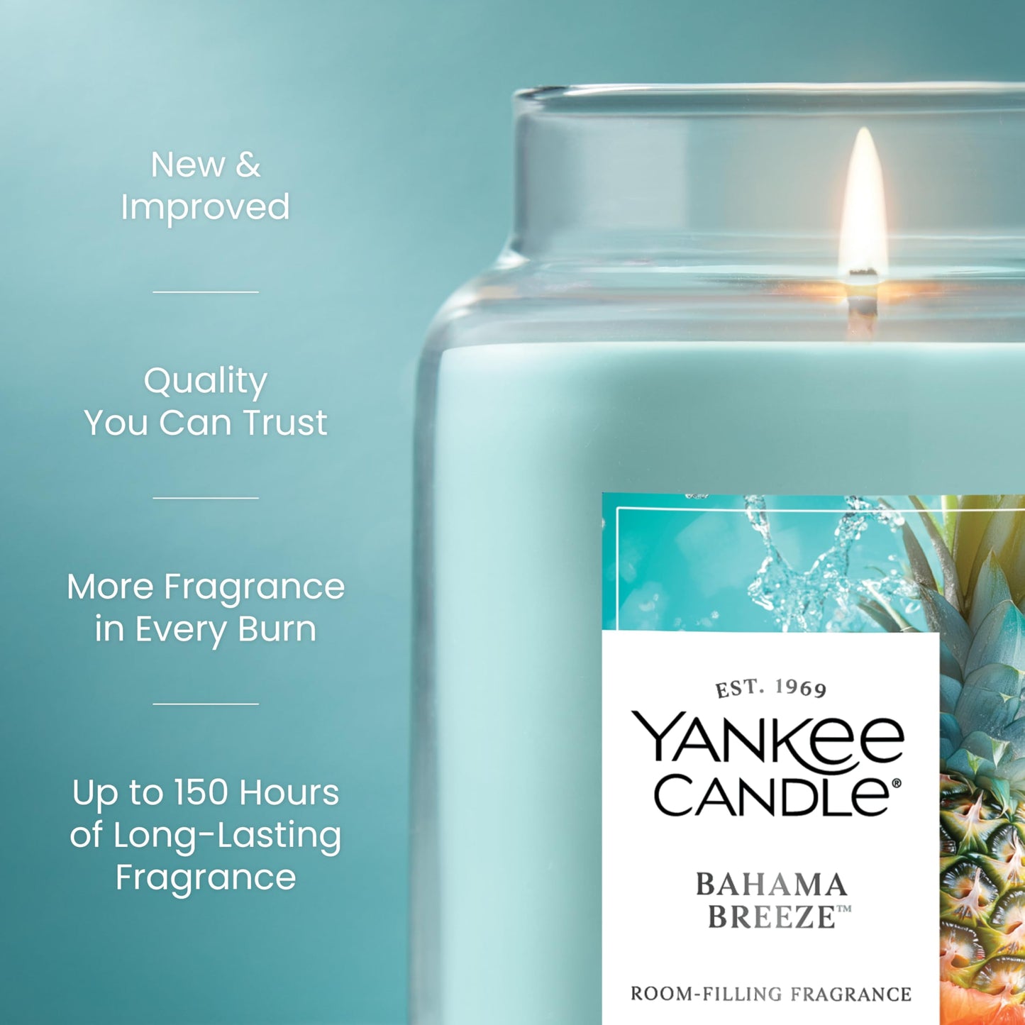 Yankee Candle Large Jar Scented Candle with up to 150 Hour Burn Time, Premium Plant Wax Blend for Cleaner Consistent Burn and Room Filling Fragrance, 22 oz, Bahama Breeze 🍁 All In One Marketplace Canada