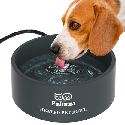 Fuliuna Heated Water Bowl, Outdoor Heated Dog Bowl with Chew Resistant Power Cord, Thermal Bowl Provide Drinkable Water in Winter, Heated Pet Bowl for Dog Cat Rabbit Chicken Duck Squirrel 0.85 Gallon 🍁 All In One Marketplace Canada