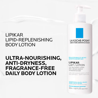 La Roche-Posay Body Lotion, Lipikar Body Lotion Daily Repair Moisturizing Lotion with Shea Butter and Glycerin, Fragrance Free, Paraben Free, 400mL - Available at All In One Marketplace Canada