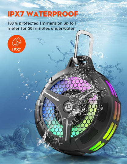 bondidea Bluetooth Shower Speaker, Suction Cup, Small Portable Wireless IPX7 Waterproof Outdoor Speakers, 15W Loud Stereo Sound Deep Bass, TWS Pairs, 6 Mode RGB Lights, All Ages Gift for Christmas 🍁 All In One Marketplace Canada