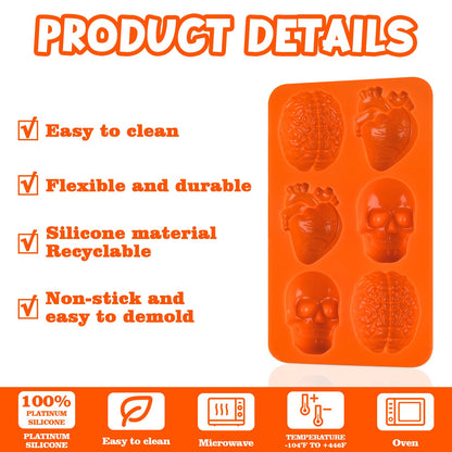 Sakolla Skull Brain and Heart Silicone Mold, 2 Pack Halloween Baking Molds for Make Human Organs shape Cake, Chocolate, Gelatin, Jelly, Soap and Resin 🍁 All In One Marketplace Canada