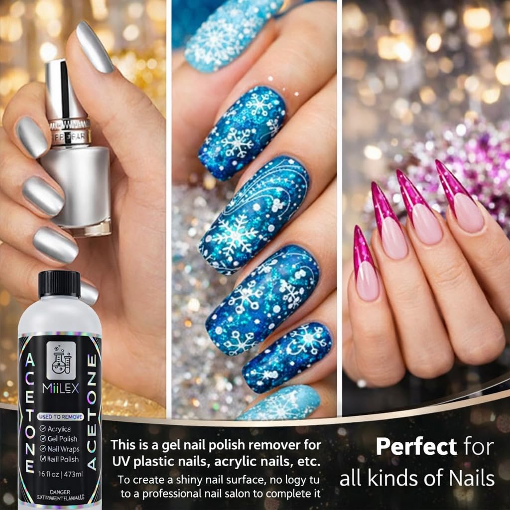 Acetone 16oz Made in Canada - Nail Polish Remover, Professional Strength Gel, Acrylic & Dip Remover – Fast Acting - Available at All In One Marketplace Canada