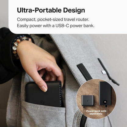 TP-Link Roam 6 AX1500 Dual-Band WiFi 6 Portable Travel Router (TL-WR1502X), Pocket-Sized, USB-C Powered, OpenVPN/WireGuard, USB Tethering, Gigabit Ports, Multi-Mode, Hotel/Cruise/Travel Ready - Available at All In One Marketplace Canada