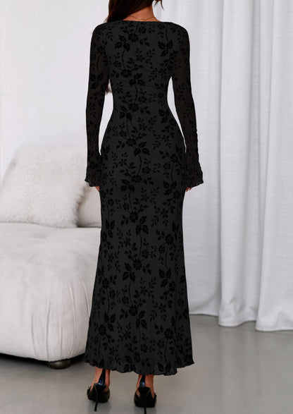 PRETTYGARDEN Women's Floral Bodycon Maxi Dress Wedding Guest Dresses Black 🍁 All In One Marketplace Canada