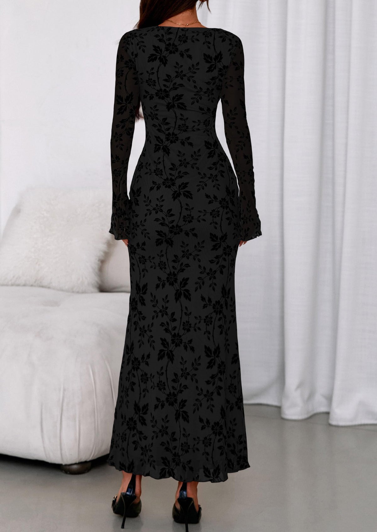 PRETTYGARDEN Women's Floral Bodycon Maxi Dress Wedding Guest Dresses Black 🍁 All In One Marketplace Canada
