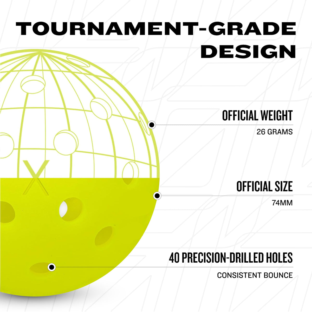 Franklin Sports X-40 Pickleballs - Official Ball of USA Pickleball, APP Tour, US Open - Suitable for Outdoor Courts - Regulation Size, Tournament Grade - 50 Pack - Optic