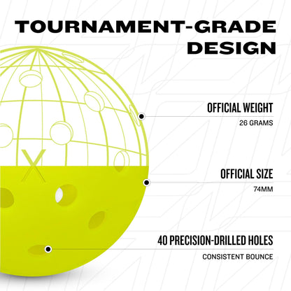Franklin Sports X-40 Pickleballs - Official Ball of USA Pickleball, APP Tour, US Open - Suitable for Outdoor Courts - Regulation Size, Tournament Grade - 50 Pack - Optic