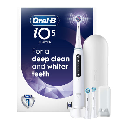 Oral-B iO Series 5 Limited Electric Toothbrush with (3) Brush Head, Rechargeable, White Oral-B