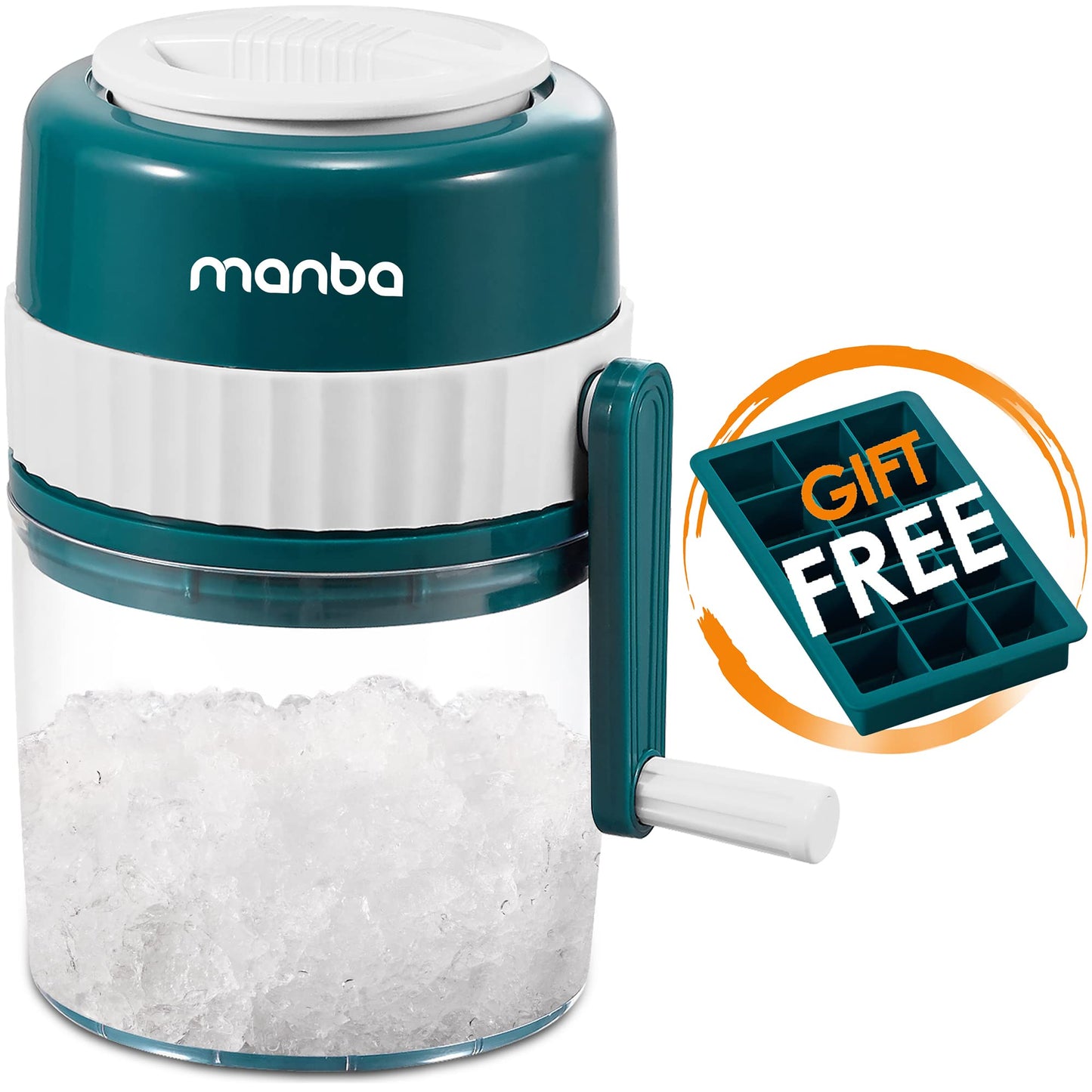 MANBA Ice Shaver and Snow Cone Machine - Premium Portable Ice Crusher and Shaved Ice Machine with Free Ice Cube Trays - BPA Free - Available at All In One Marketplace Canada