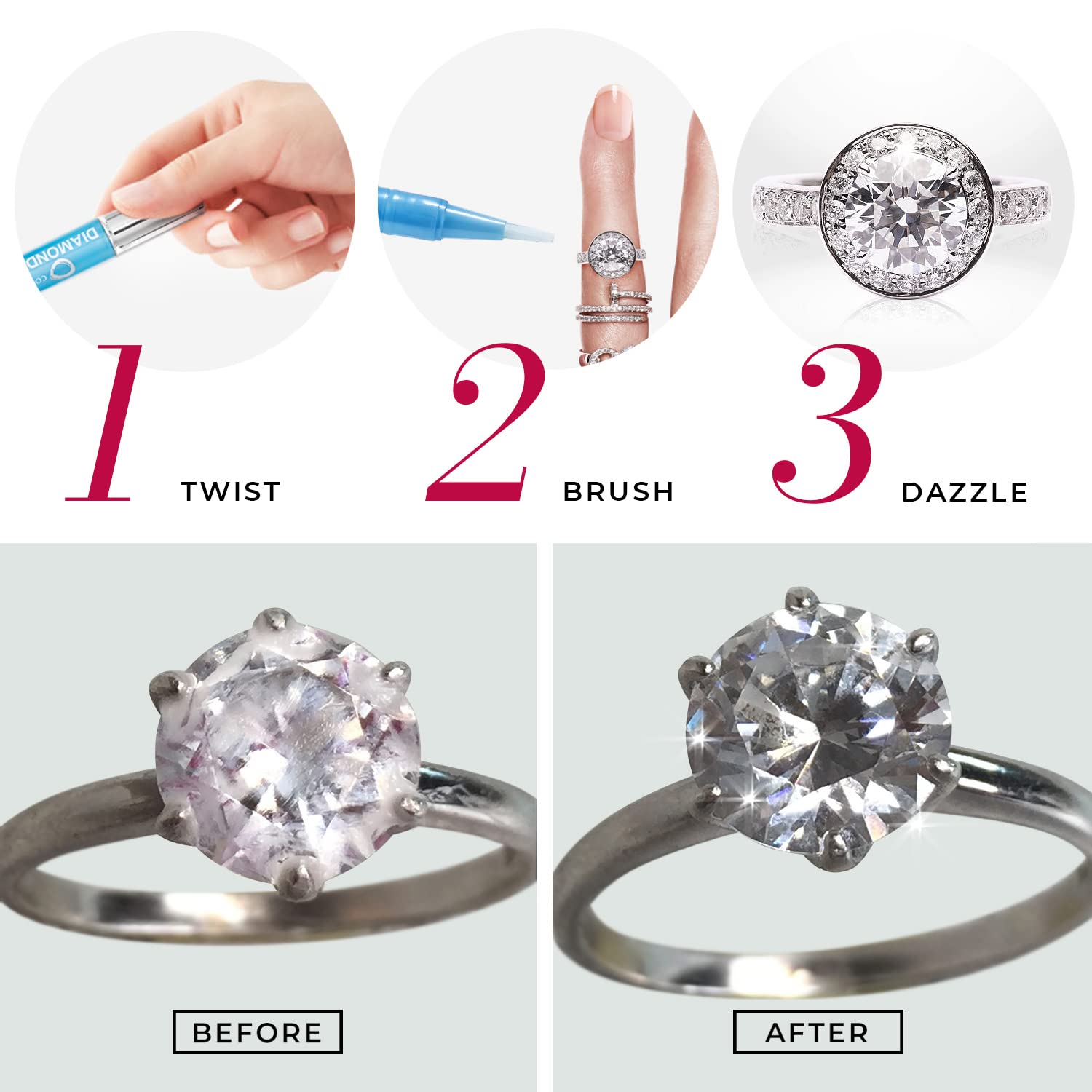 Connoisseurs 1050 Diamond Dazzle Stik – Portable Ring Cleaner Pen for Wedding Bands, Engagement Rings, Gemstones & Fine Jewelry – Safe & Easy At-Home Jewelry Cleaner (Single Pen) - Available at All In One Marketplace Canada