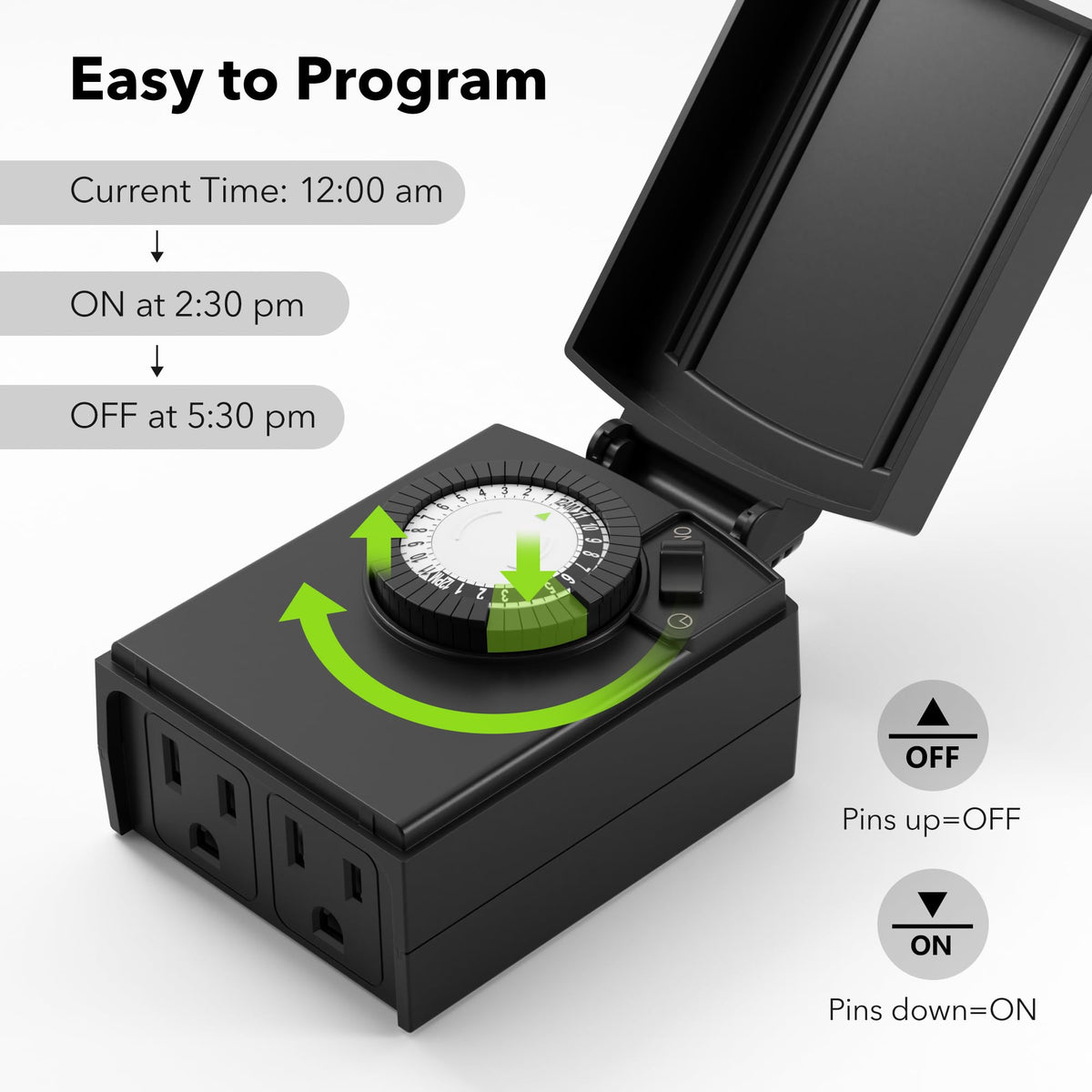 BN-LINK Outdoor 24-Hour Mechanical Timer Outlet, 2 Grounded Outlets 🍁 All In One Marketplace Canada