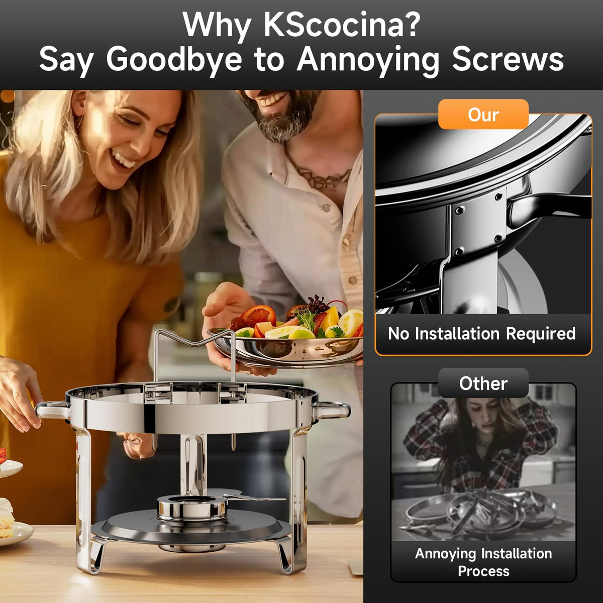 Chafing Dishes for Buffet, 4 Pack 5QT Round Stainless Steel Chafing Dish Set for Home Parties, Christmas Gatherings, Catering Events Complete Buffet Warmer Set (Silver, 4PACK) 🍁 All In One Marketplace Canada