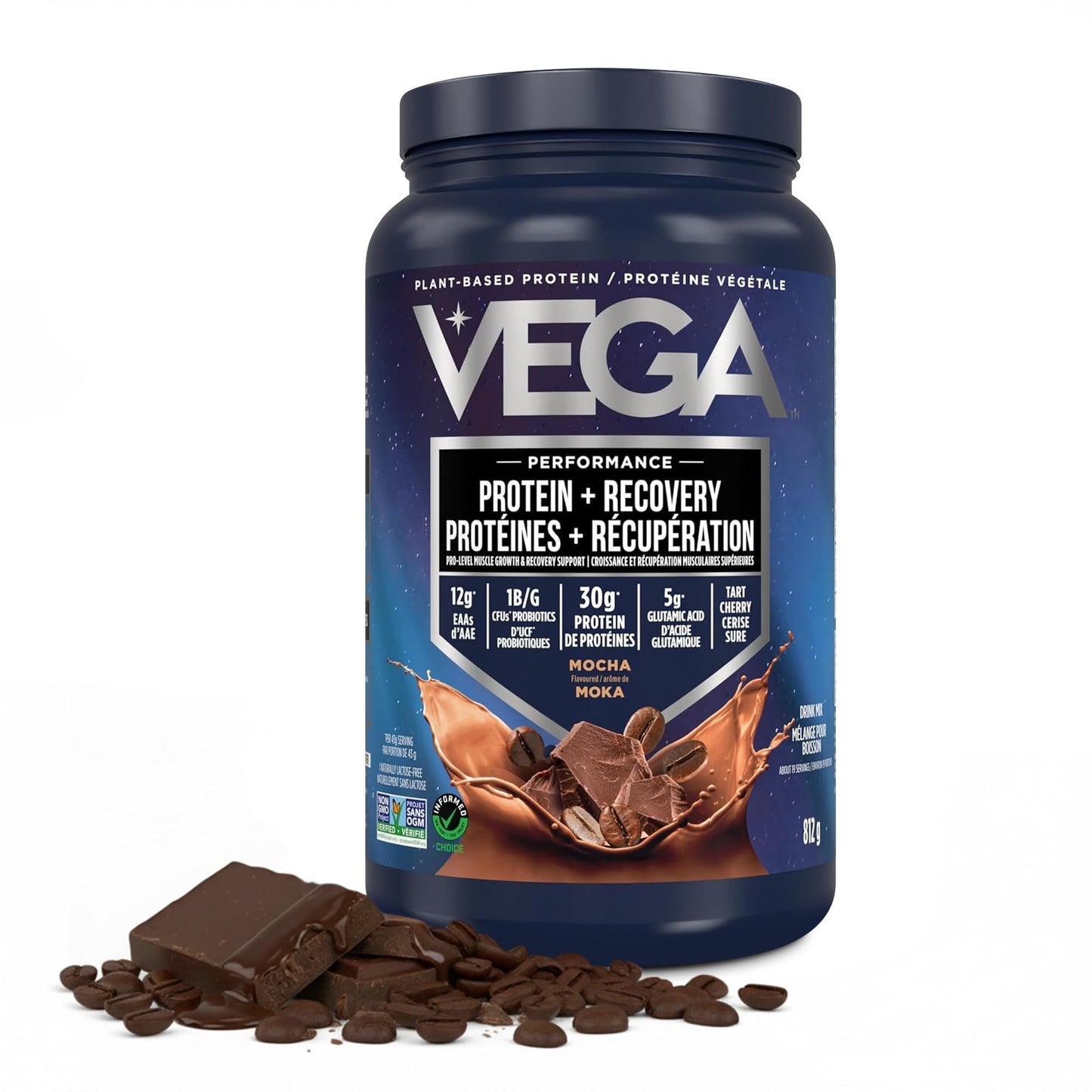 Vega Protein + Recovery, Mocha – 30g Vegan Protein, Dairy & Gluten Free, Probiotics, NSF Certified, 812 g (19 Servings) 🍁 All In One Marketplace Canada