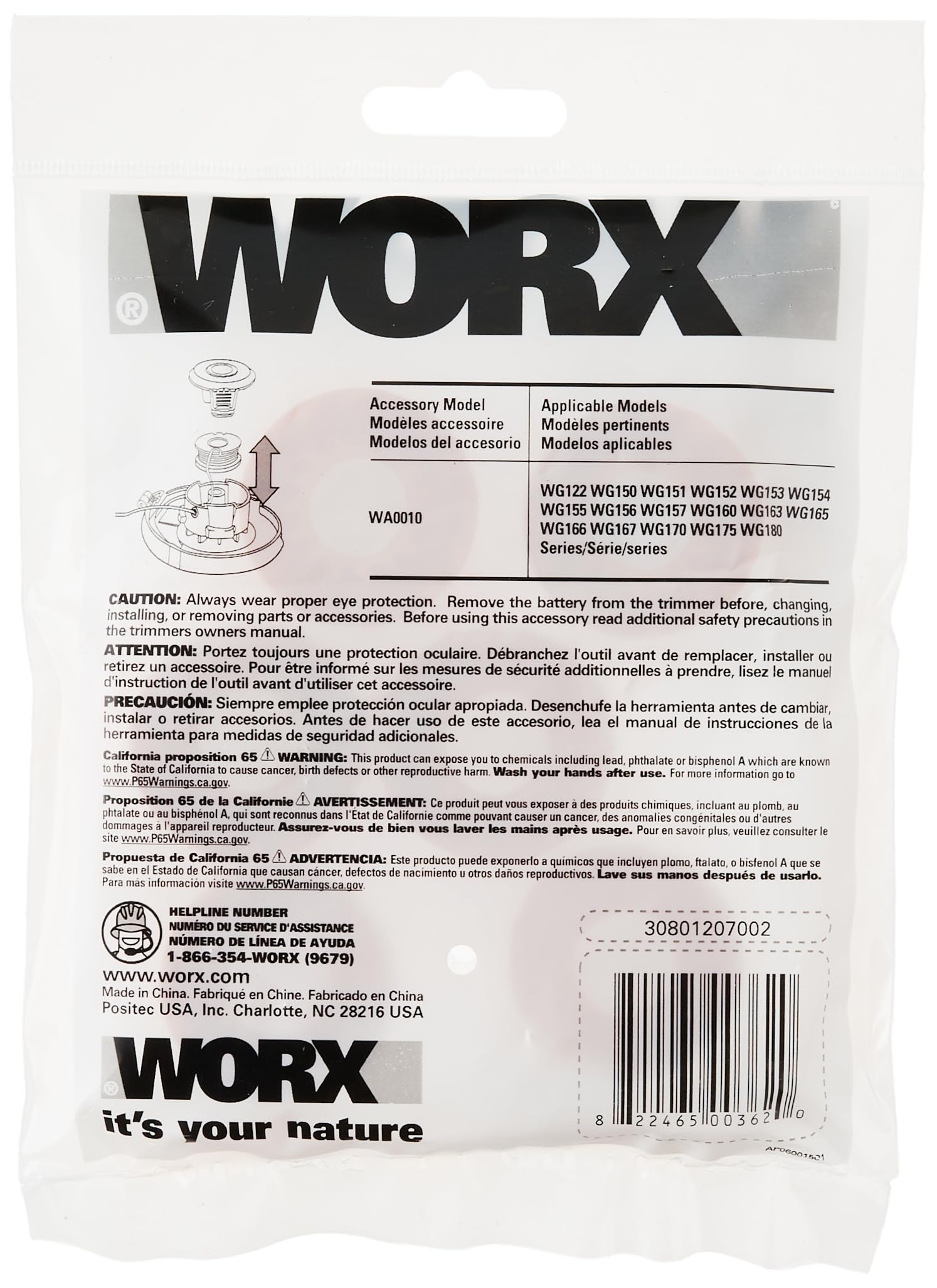 Worx WA0010 6-Pack Grass Trimmer Line for Cordless Series WG150s, 151s, 152, 155s, 165, 166 - Available at All In One Marketplace Canada