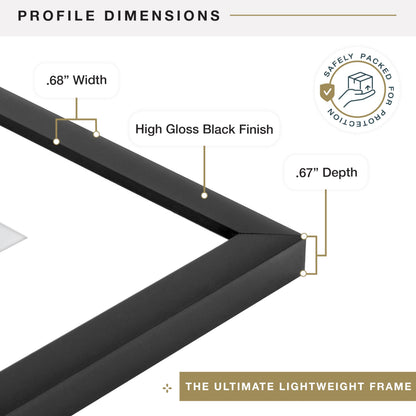 MCS Everline Collection 16x24 Poster Frame Black, Vertical & Horizontal Wall Hanging Large Picture Frame for Photos, Posters & Art Prints (1-Pack) MCS