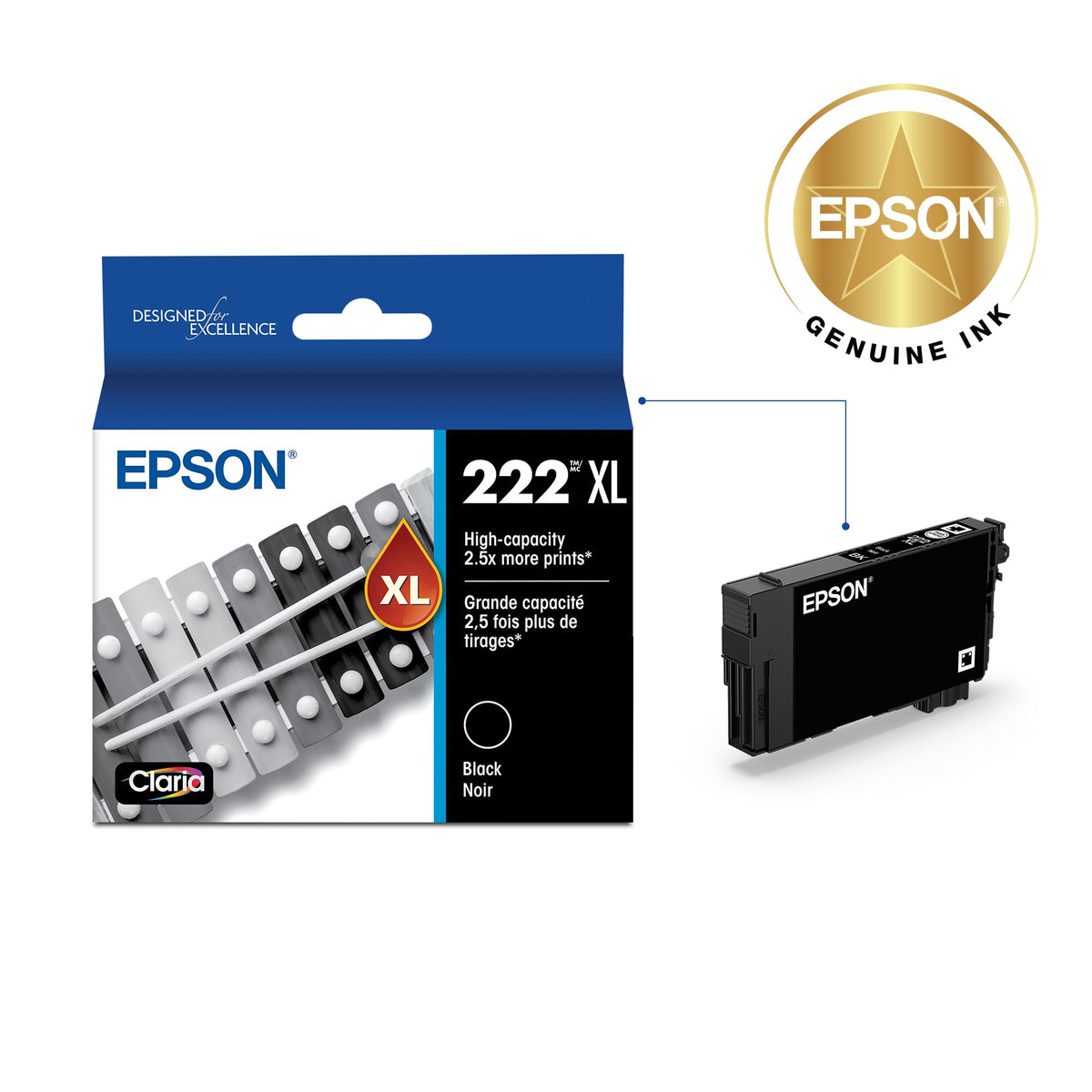 Epson 222XL Genuine High Capacity Black Ink Cartridge T222XL120