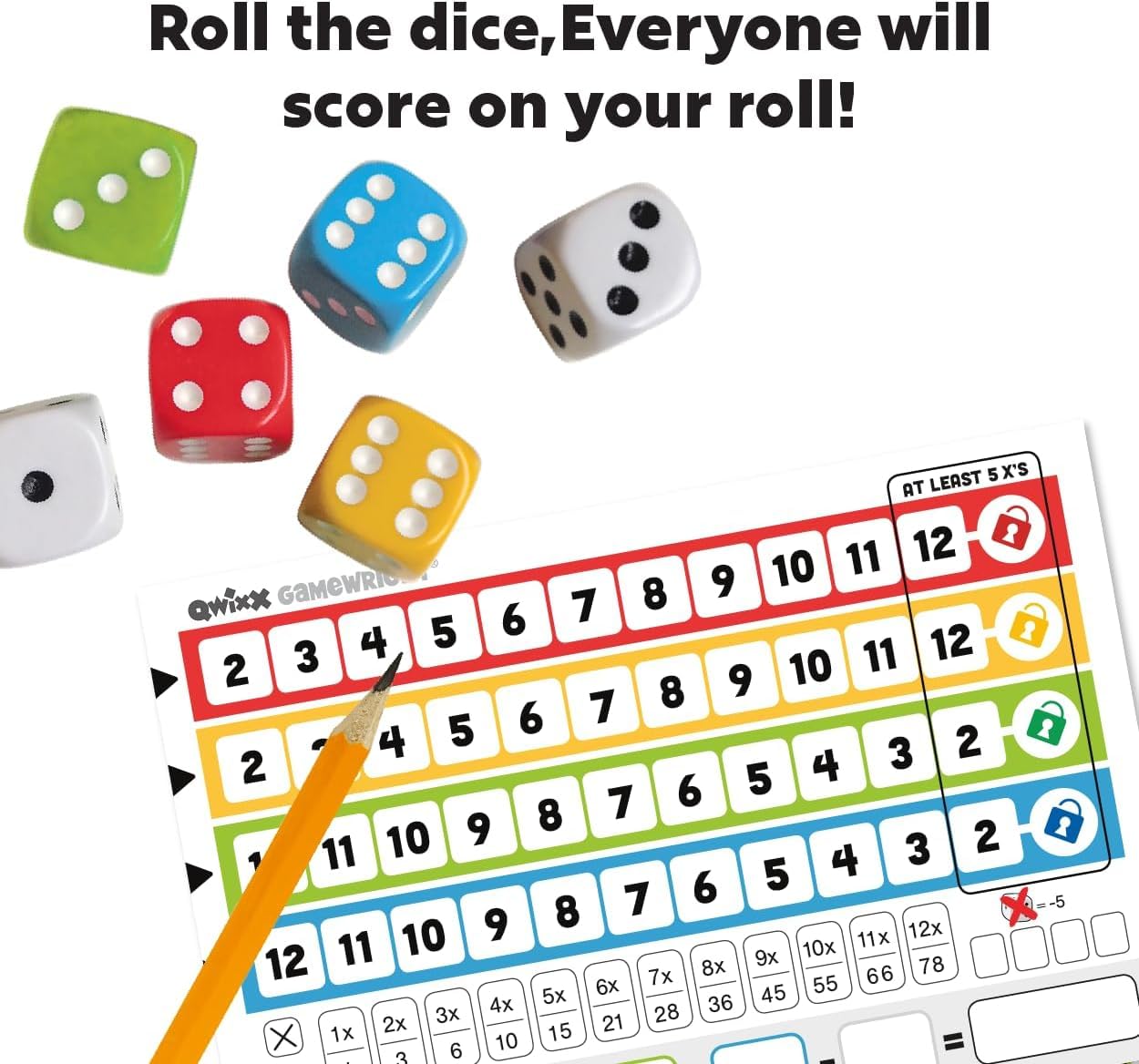 Gamewright Qwixx - A Fast Family Dice Game Multi-Colored, 5" Gamewright