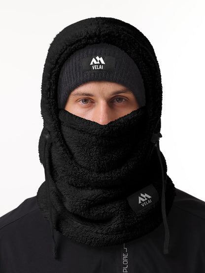 VELAI Balaclava Fleece Ski Mask for Men Women Winter Face Masks Windproof Hooded Scarf Cold Weather Hat Neck Warmer, Black, One Size 🍁 All In One Marketplace Canada
