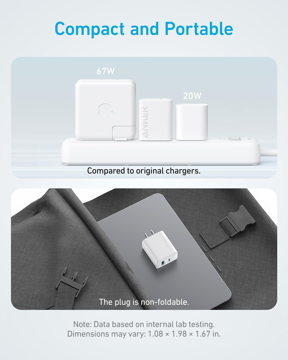 Anker iPhone 17/16 Charger, 2-Pack 20W Fast USB C Charger Block, for iPhone 17/16/16 Pro Max/15 Series/iPad Pro and More (2 Pack & 2 Cable)(White) - Available at All In One Marketplace Canada