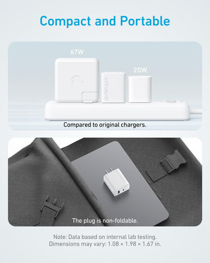 Anker iPhone 17/16 Charger, 2-Pack 20W Fast USB C Charger Block, for iPhone 17/16/16 Pro Max/15 Series/iPad Pro and More (2 Pack & 2 Cable)(White) - Available at All In One Marketplace Canada
