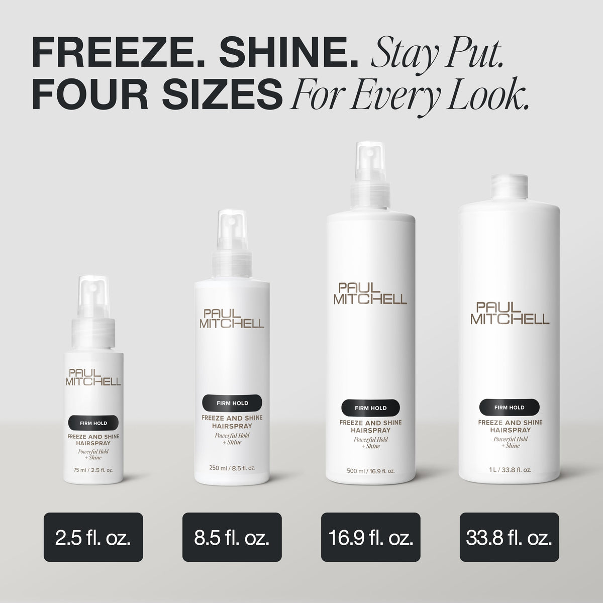 Paul Mitchell Freeze and Shine Hairspray, Powerful Hold + Shine, For Coarse Hair, 1 L