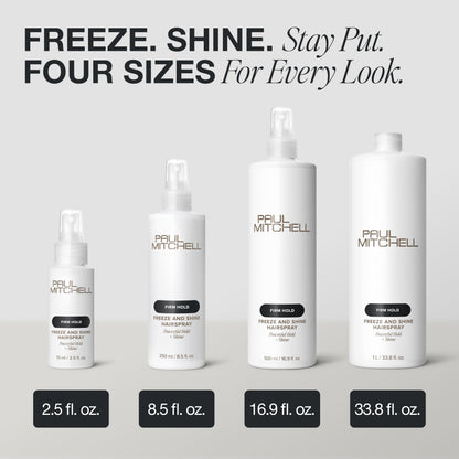 Paul Mitchell Freeze and Shine Hairspray, Powerful Hold + Shine, For Coarse Hair, 1 L