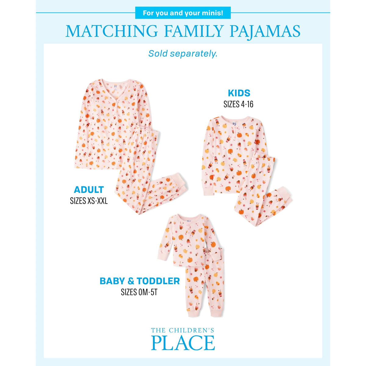 The Children’s Place, ensembles de pyjamas assortis pour la famille, Noël et fêtes, coton, citrouille/bonbons Halloween, grand