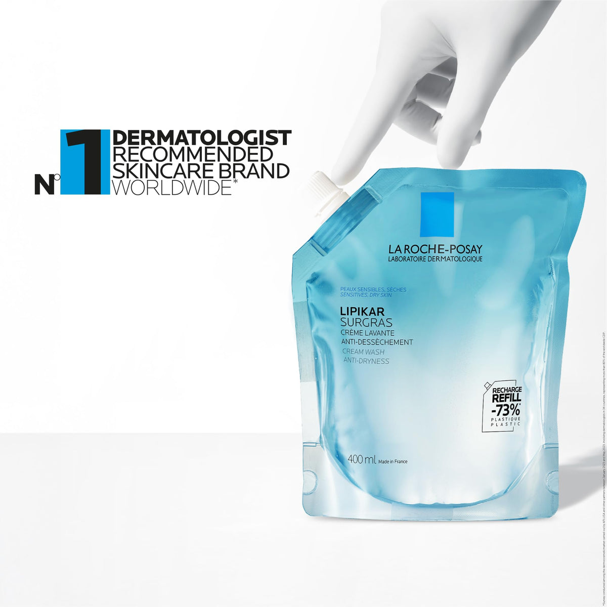 La Roche-Posay Body Wash Refill, Lipikar Surgras Body Soap, Moisturizing Anti-Dryness Shower Cream for Dry Skin with Niacinamide, Paraben-Free, Suitable for Children & Adults, Refillable Format, 400ML