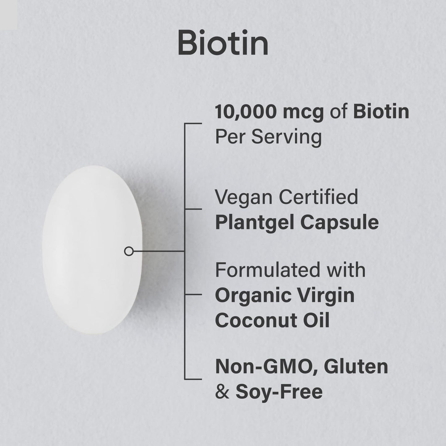 Sports Research® Max Strength Vegan Biotin 10,000mcg with Organic Coconut Oil - Helps to Maintain Healthy Hair, Nails and Skin - Great for Women & Men - 120 Veggie Softgels - Available at All In One Marketplace Canada