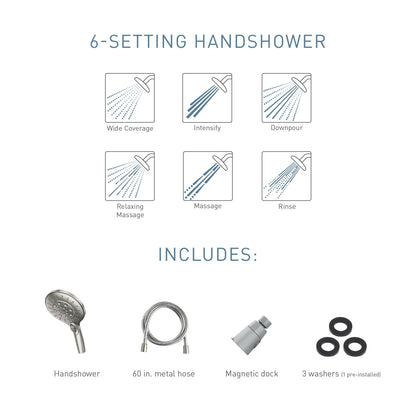Moen 26112SRN Engage Magnetix Six-Function 5.5-Inch Handheld Showerhead with Magnetic Docking System, Spot Resist Brushed Nickel 🍁 All In One Marketplace Canada