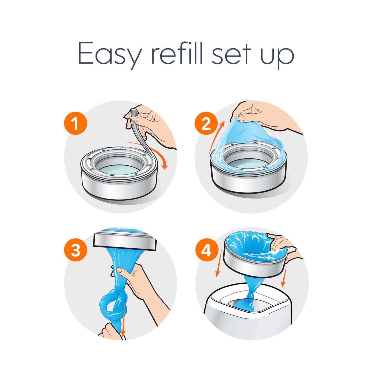 Diaper Genie Essentials Round Refill 8-Pack, Unscented, Fits Complete Pails