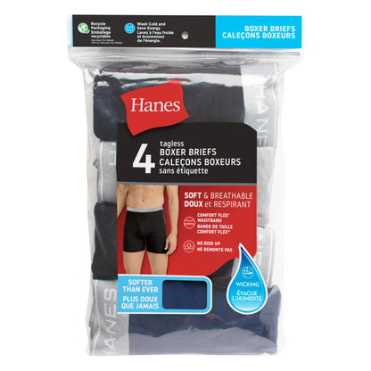 Hanes mens 4 Pack boxer briefs, Black/Grey, Small US