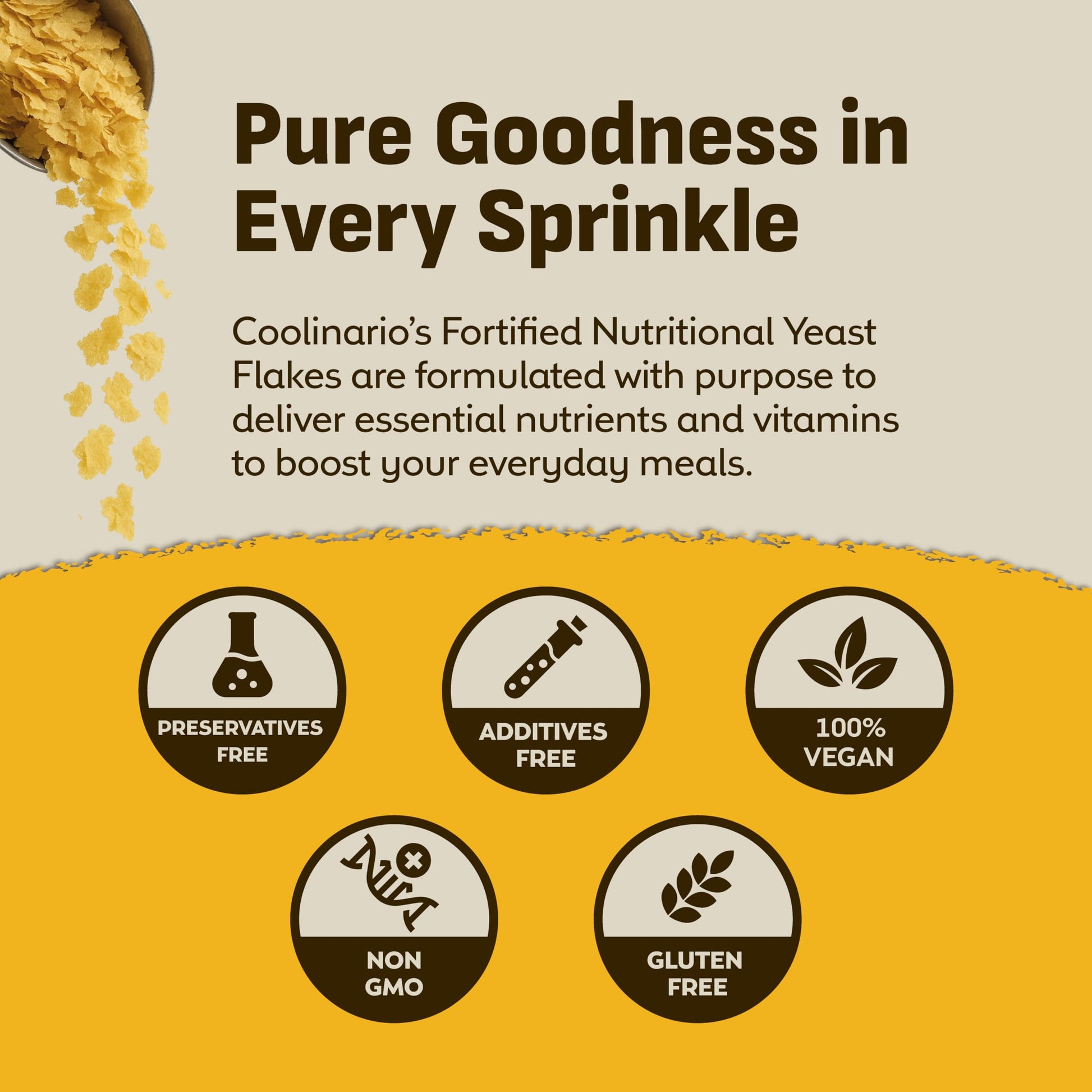 Coolinario Nutritional Yeast, Fortified, Large Flakes (1 GAL - 1.5 LBS) - Available at All In One Marketplace Canada
